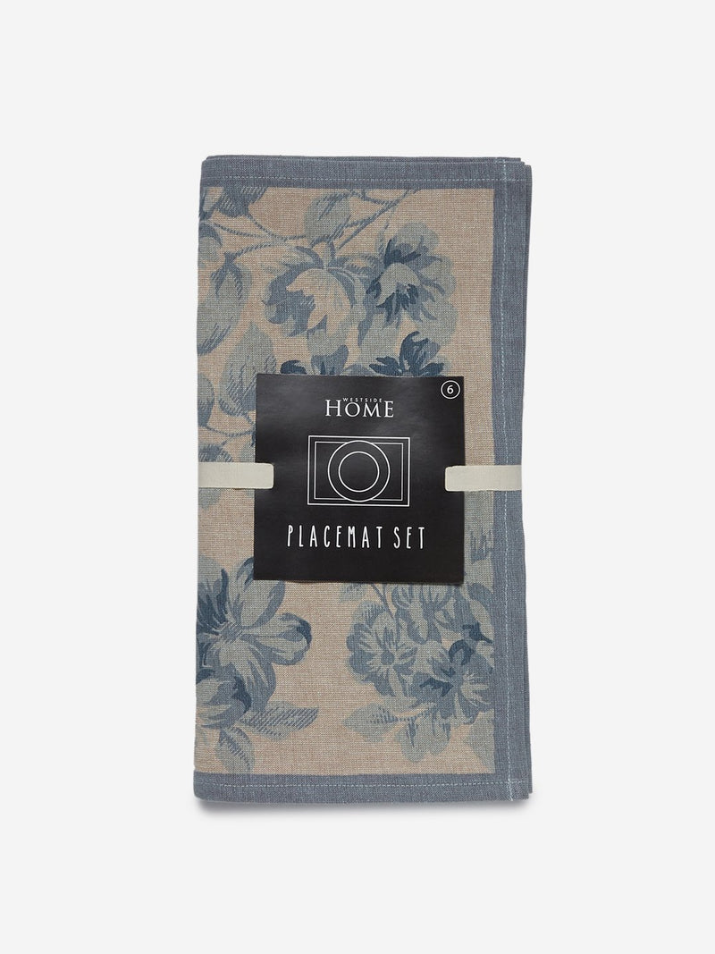 Westside Home Blue Floral Print Placemats Set Of Six