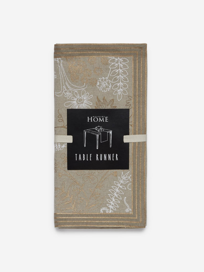 Westside Home Beige Printed Pure-Cotton Table Runner