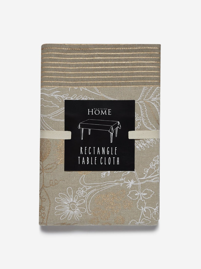 Westside Home Beige Printed Rectangular Table Cloth