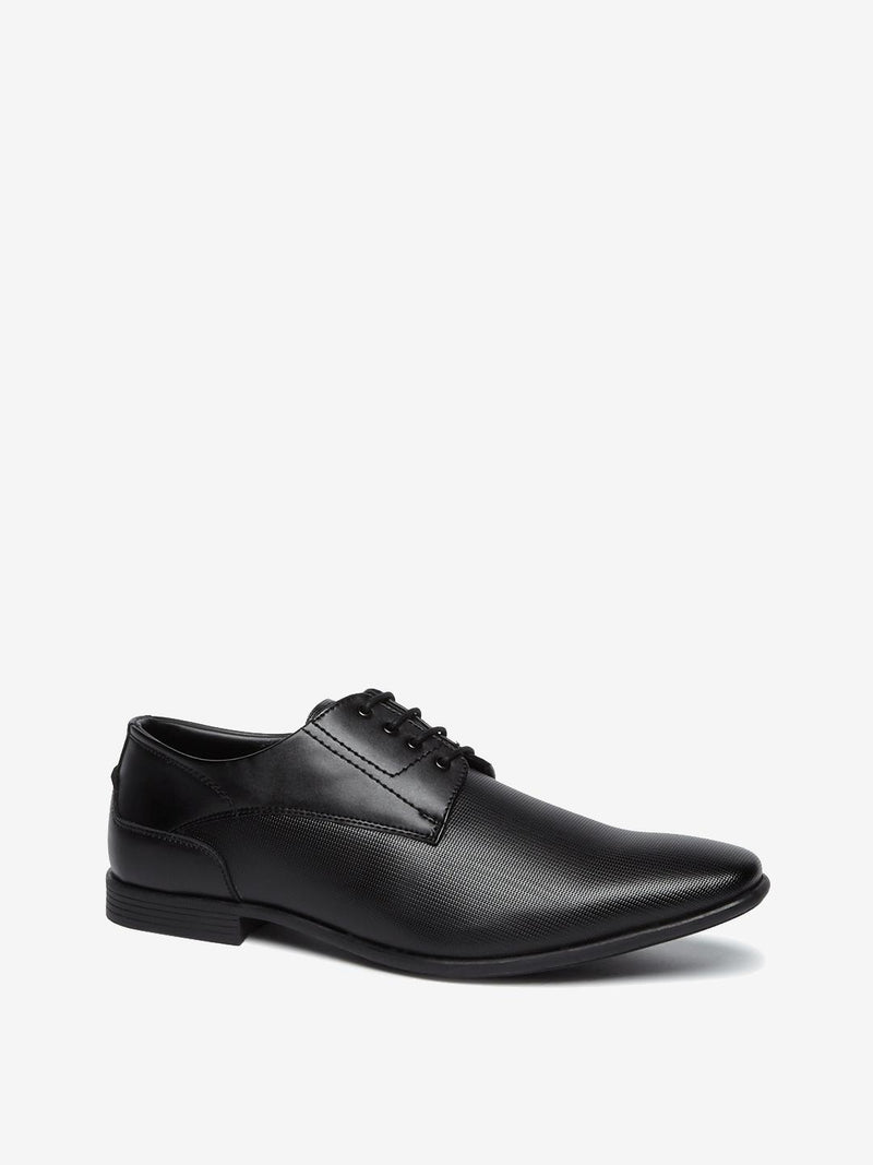 SOLEPLAY Black Geometrical Pattern Derby Shoes