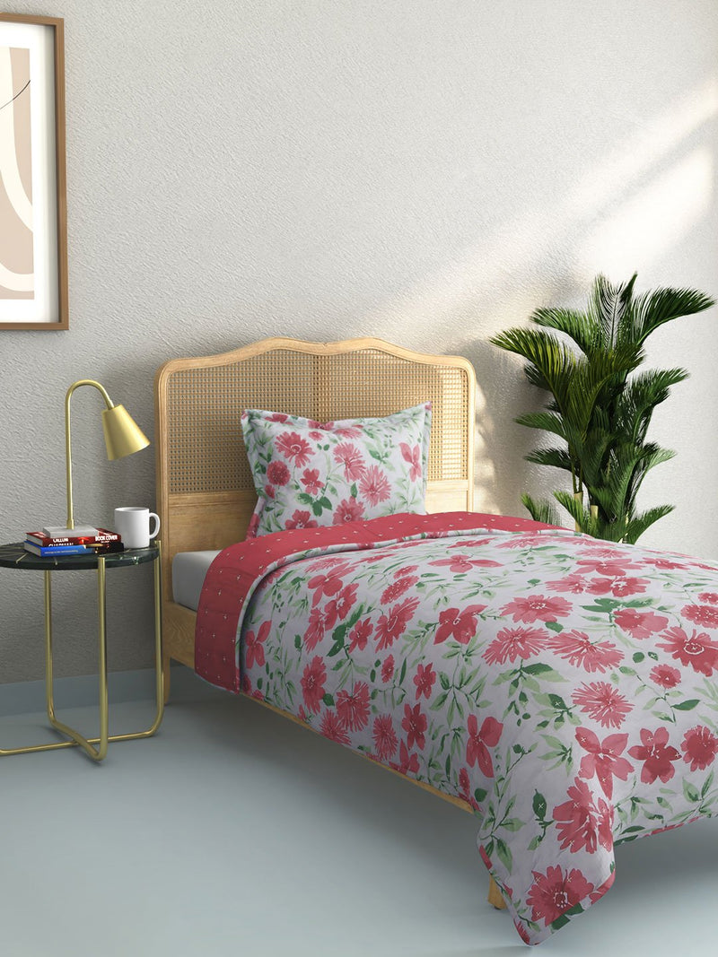 Westside Home Multicolour Quilted Single Bedcover With Pillowcase