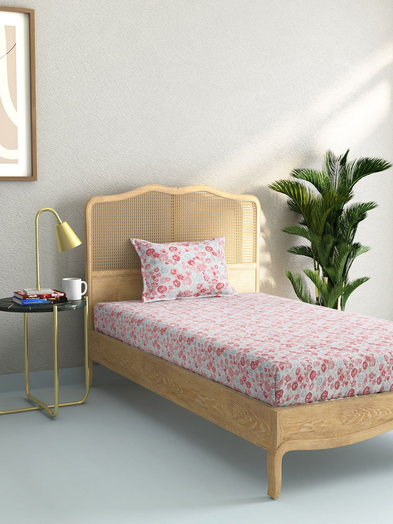 Westside Home Multicolour Floral Single Bedsheet With Pillowcase