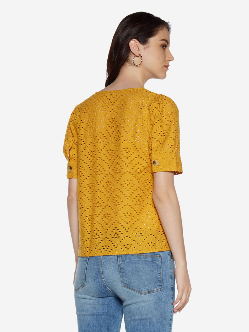 LOV Yellow Cutout Detailed Jovina Top