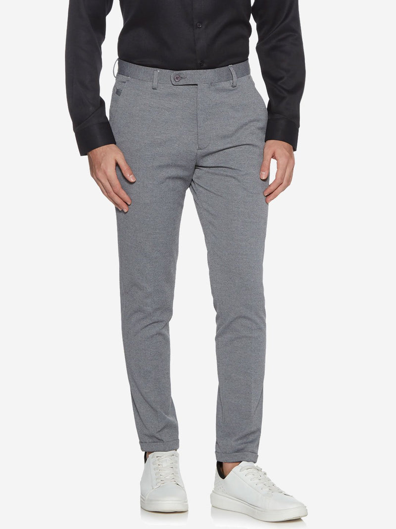WES Formals Grey Carrot Fit Trousers
