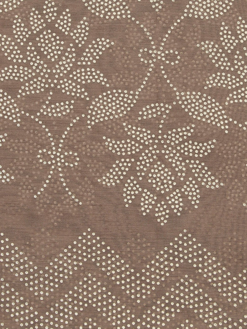 Zuba Brown Lotus Print Cotton-Silk Stole