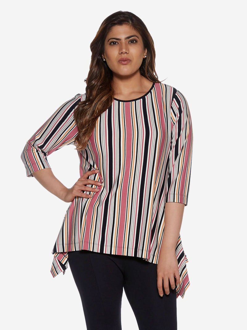 Gia curve Multicolour Stripe Print Swingy Top
