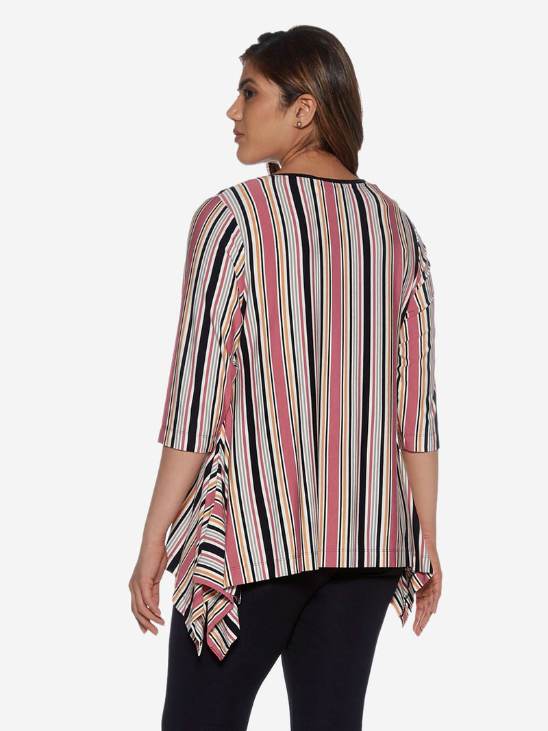 Gia curve Multicolour Stripe Print Swingy Top