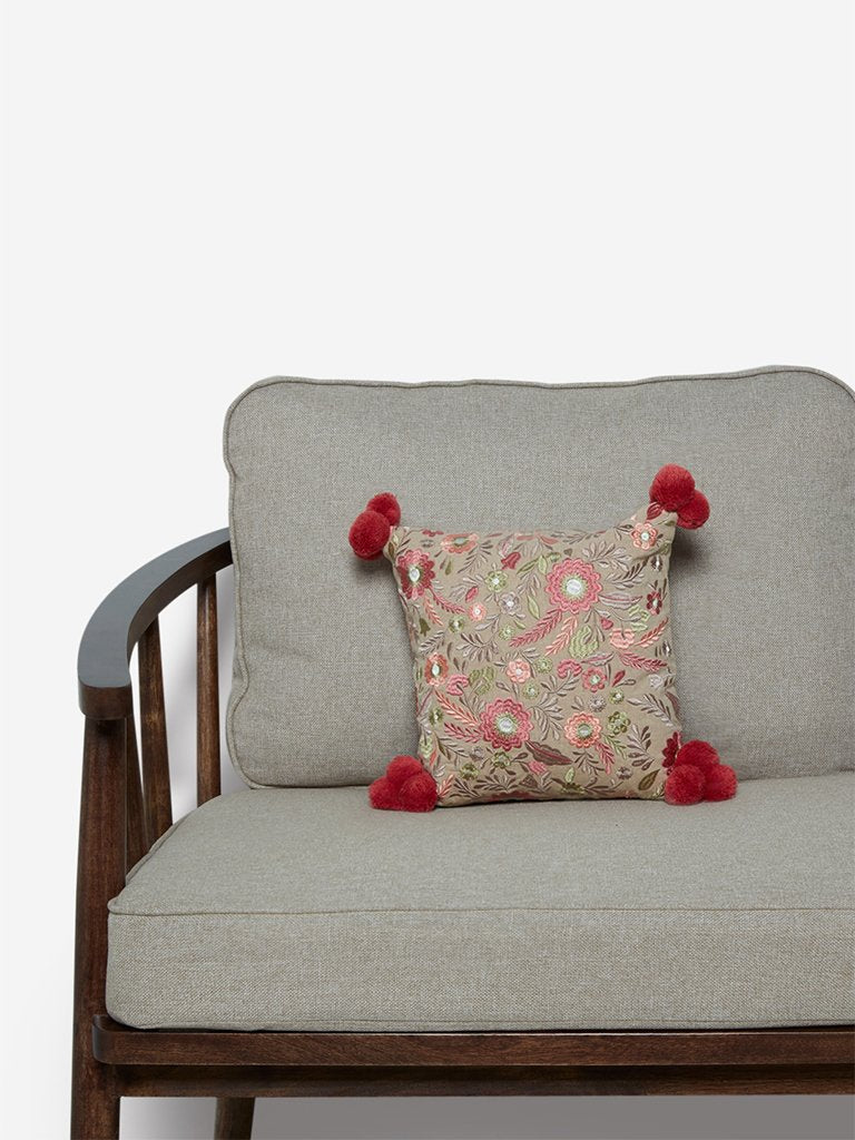 Westside Home Multicolour Floral Embroidered Cushion Cover