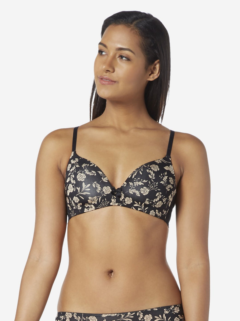 Wunderlove Black Padded Lace Wings Bra