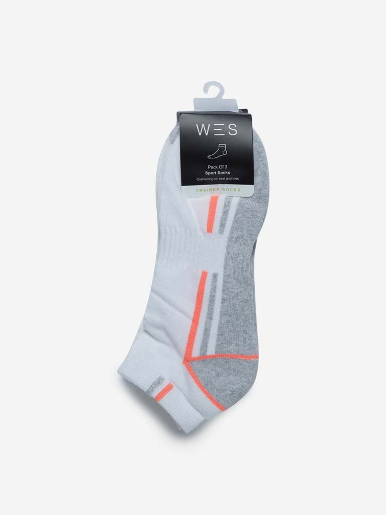 WES Lounge White Sports Socks Set of Three