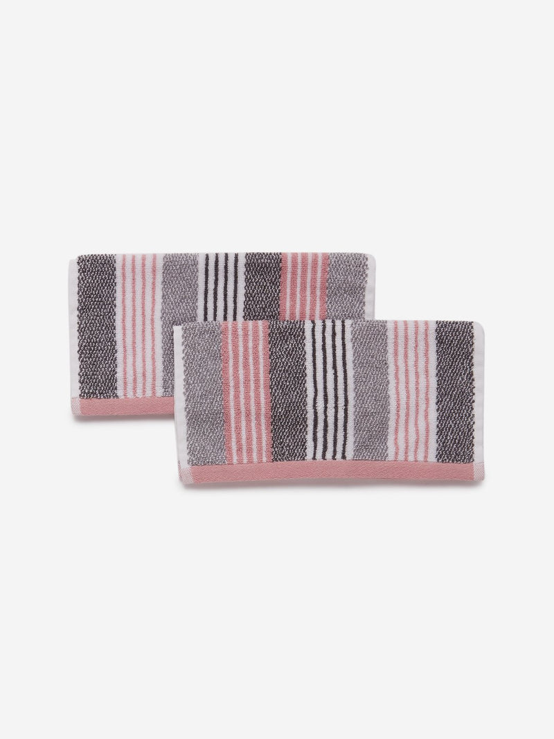 Westside Home Grey Striped 500 GSM Face Towel Set Of Two