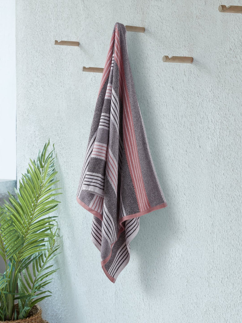 Westside Home Grey Striped 500 GSM Bath Towel
