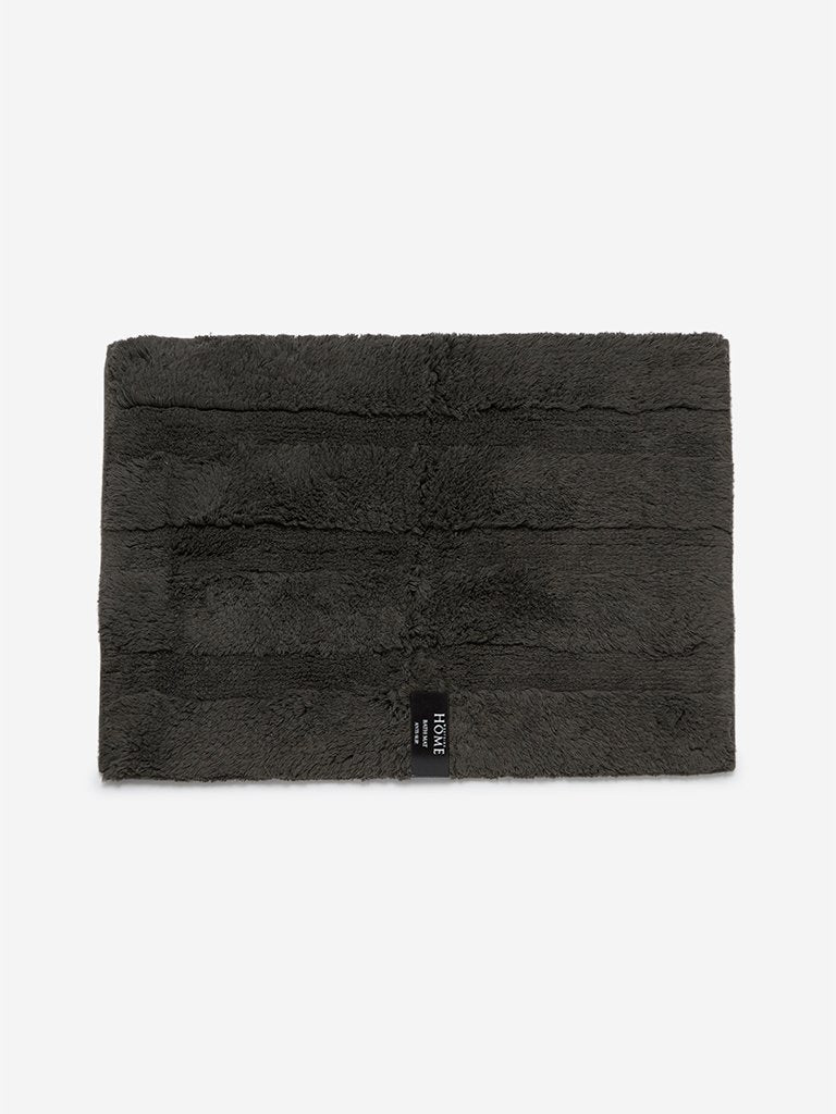 Westside Home Charcoal Self-Striped Bath Mat