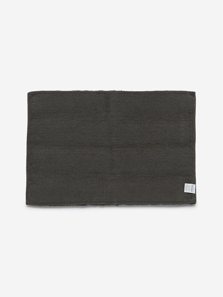 Westside Home Charcoal Self-Striped Bath Mat