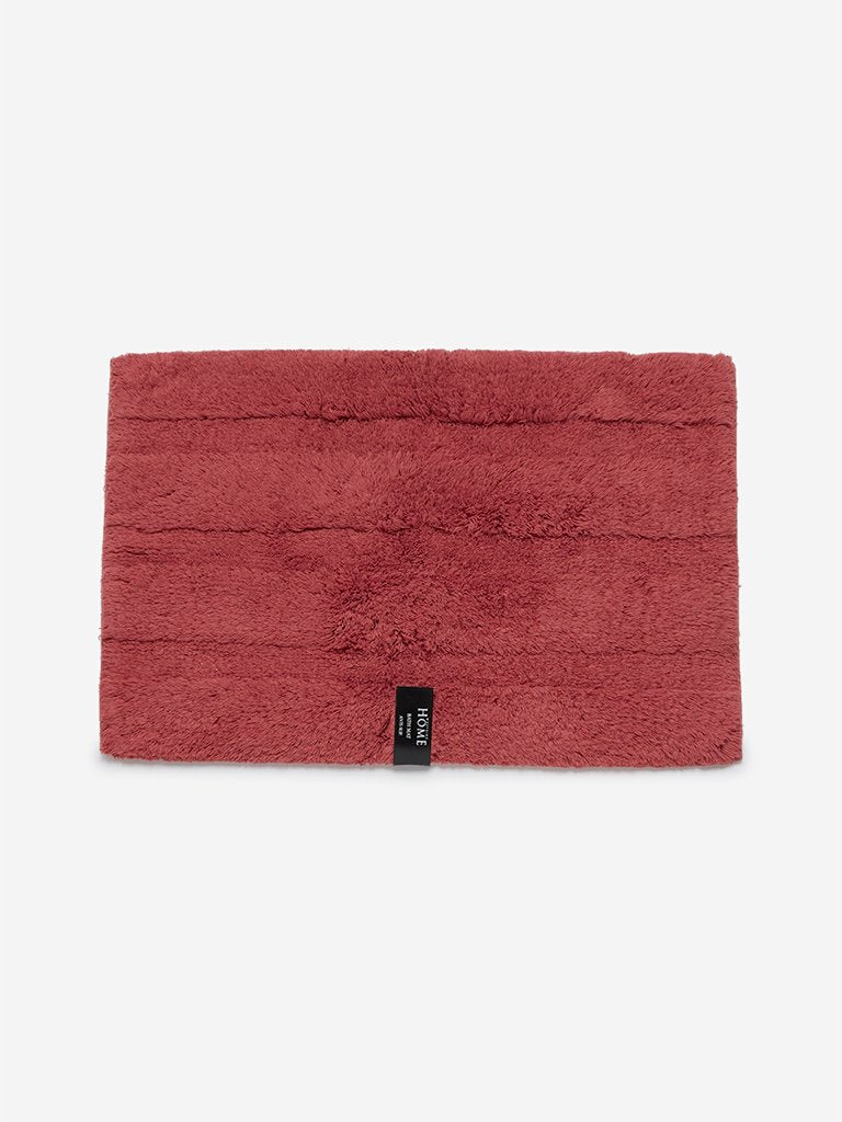 Westside Home Dark-Pink Self-Striped Bath Mat