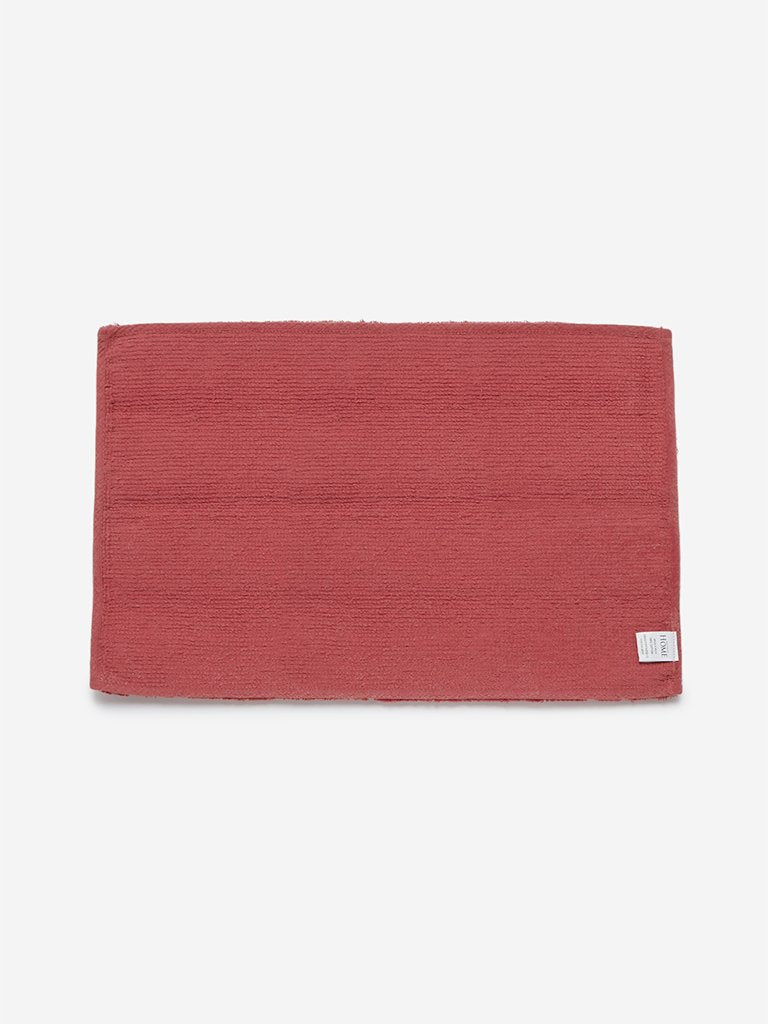 Westside Home Dark-Pink Self-Striped Bath Mat