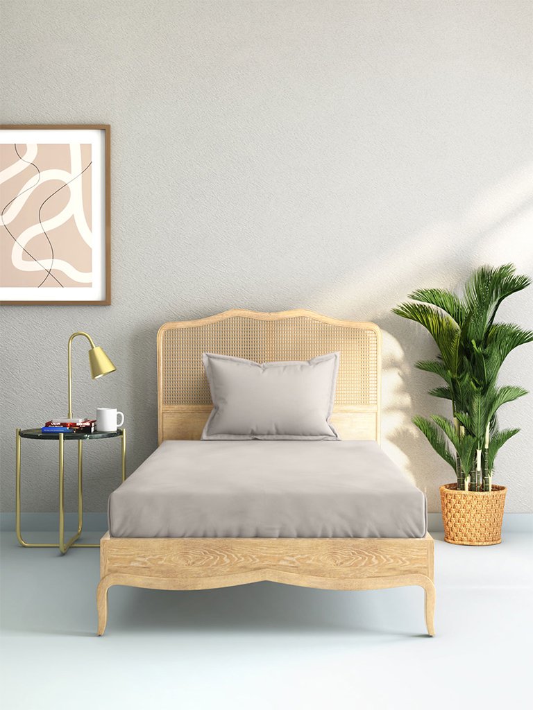 Westside Home Taupe 144 TC Single Bed Sheet And Pillowcase Set