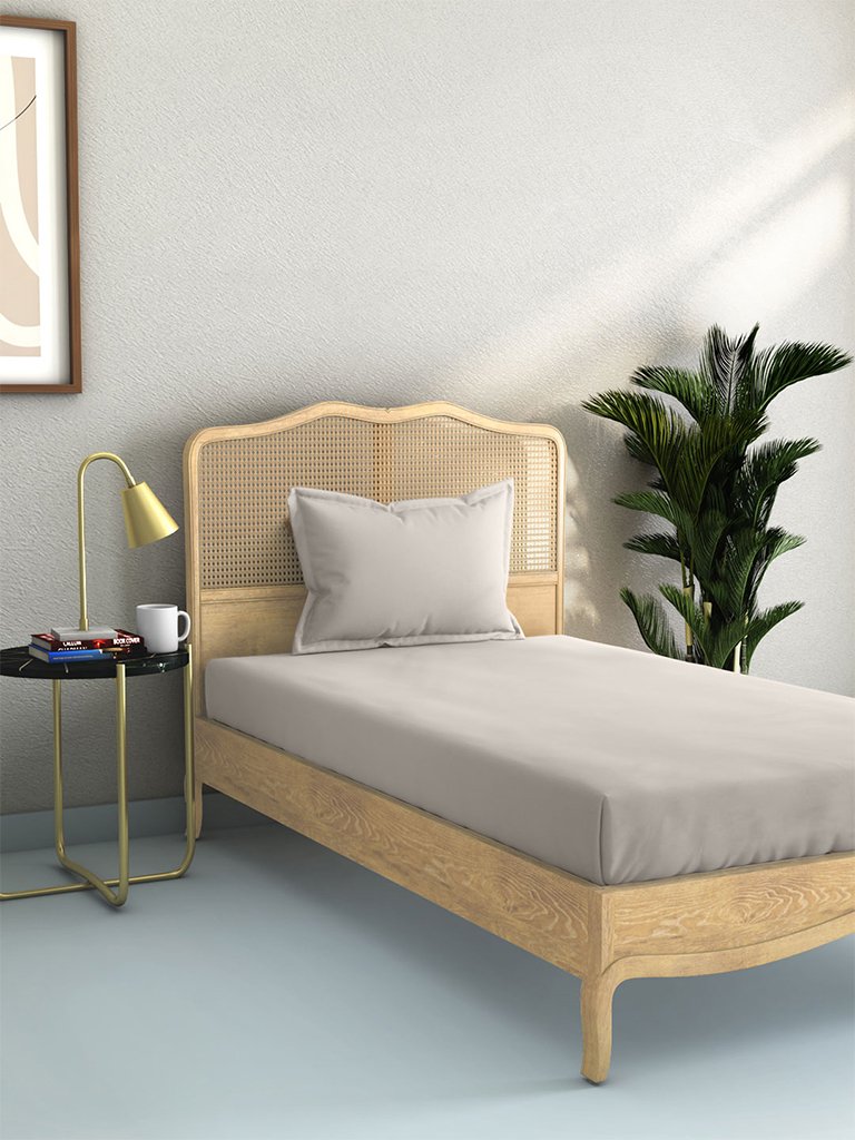 Westside Home Taupe 144 TC Single Bed Sheet And Pillowcase Set