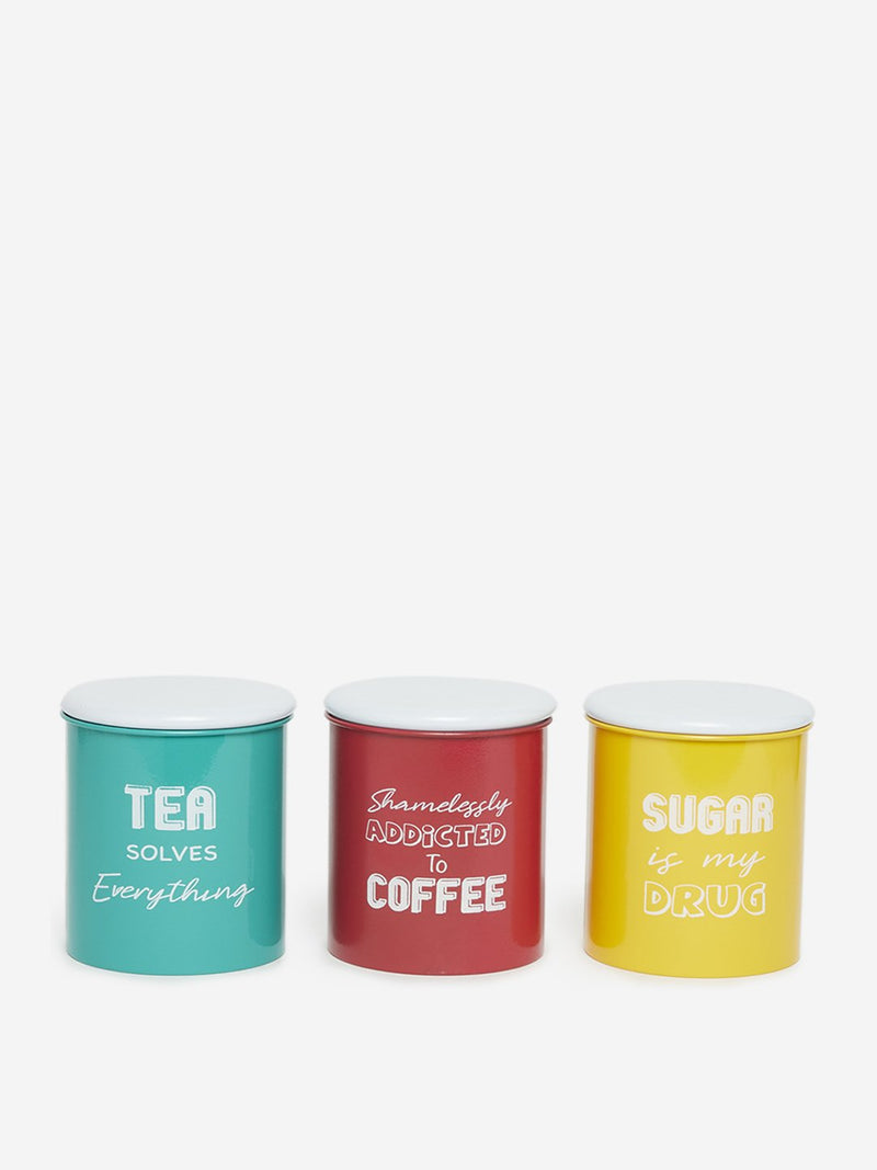 Westside Home Multicolour Text Print Containers Set of Three