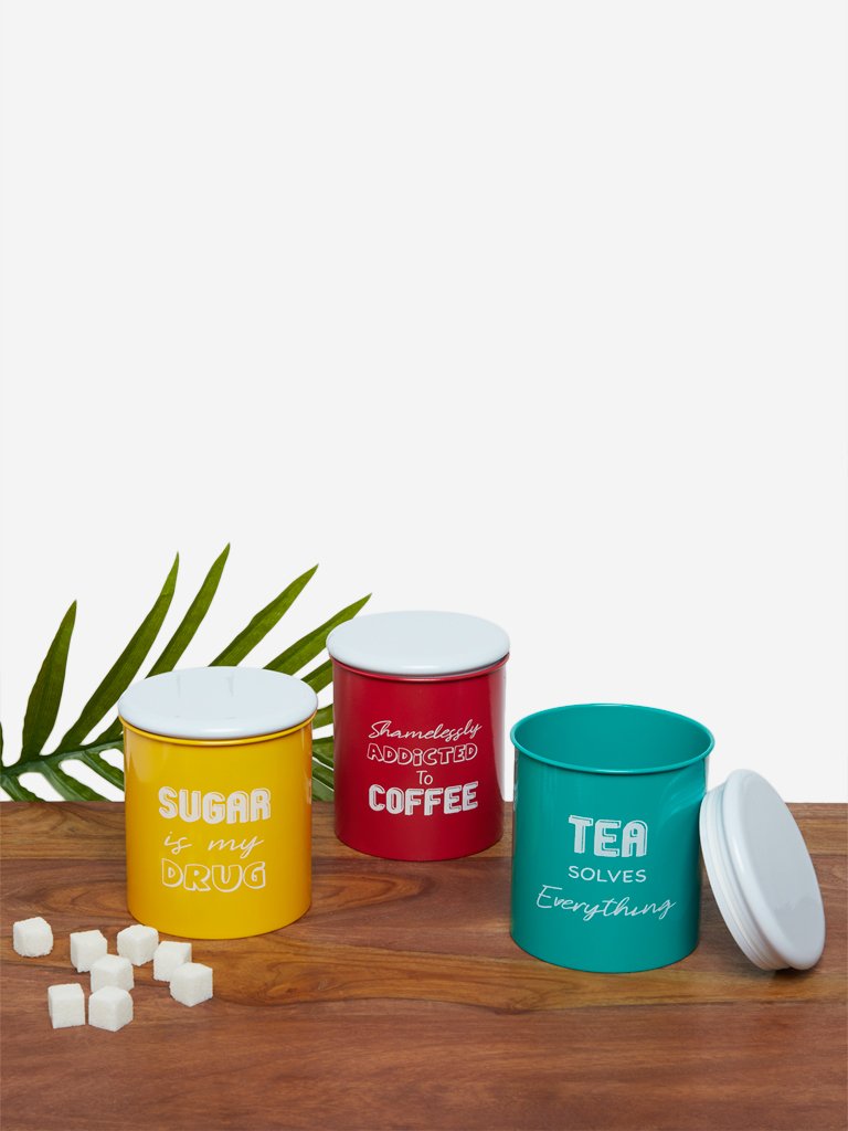 Westside Home Multicolour Text Print Containers Set of Three