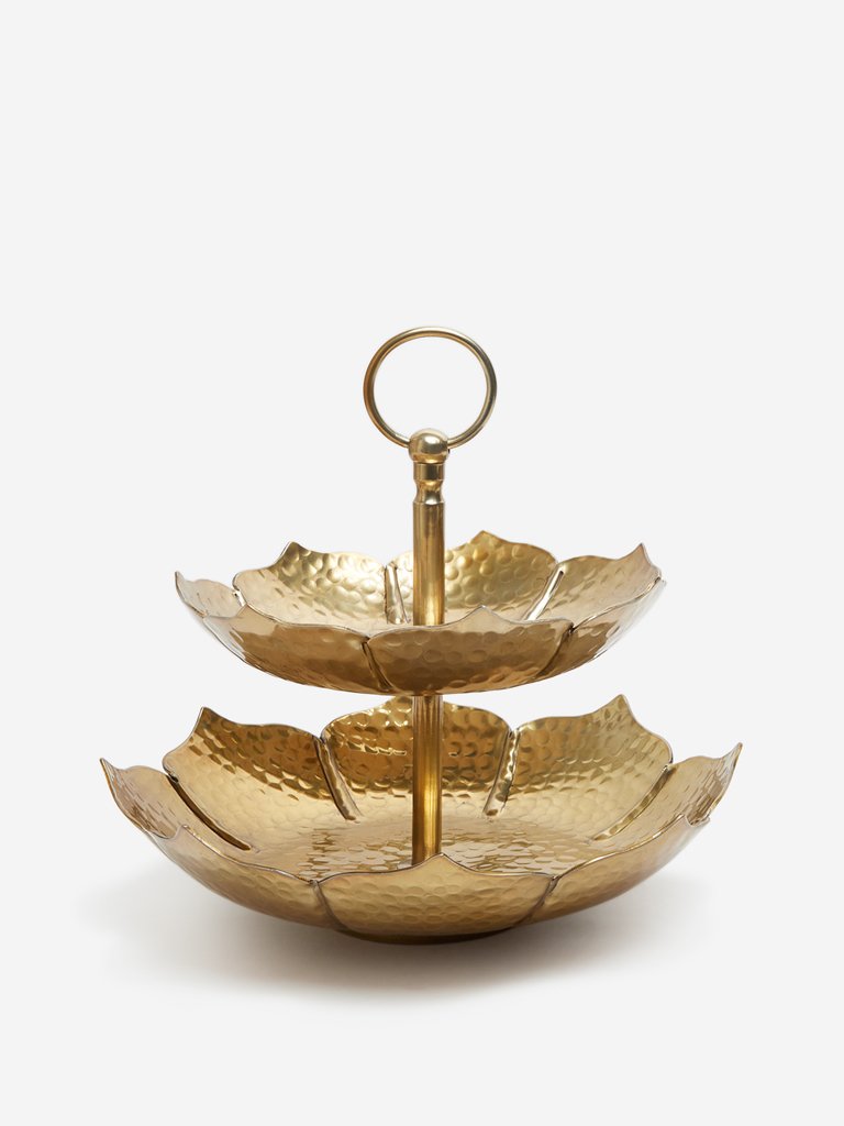 Westside Home Gold Tiered Metallic Platter