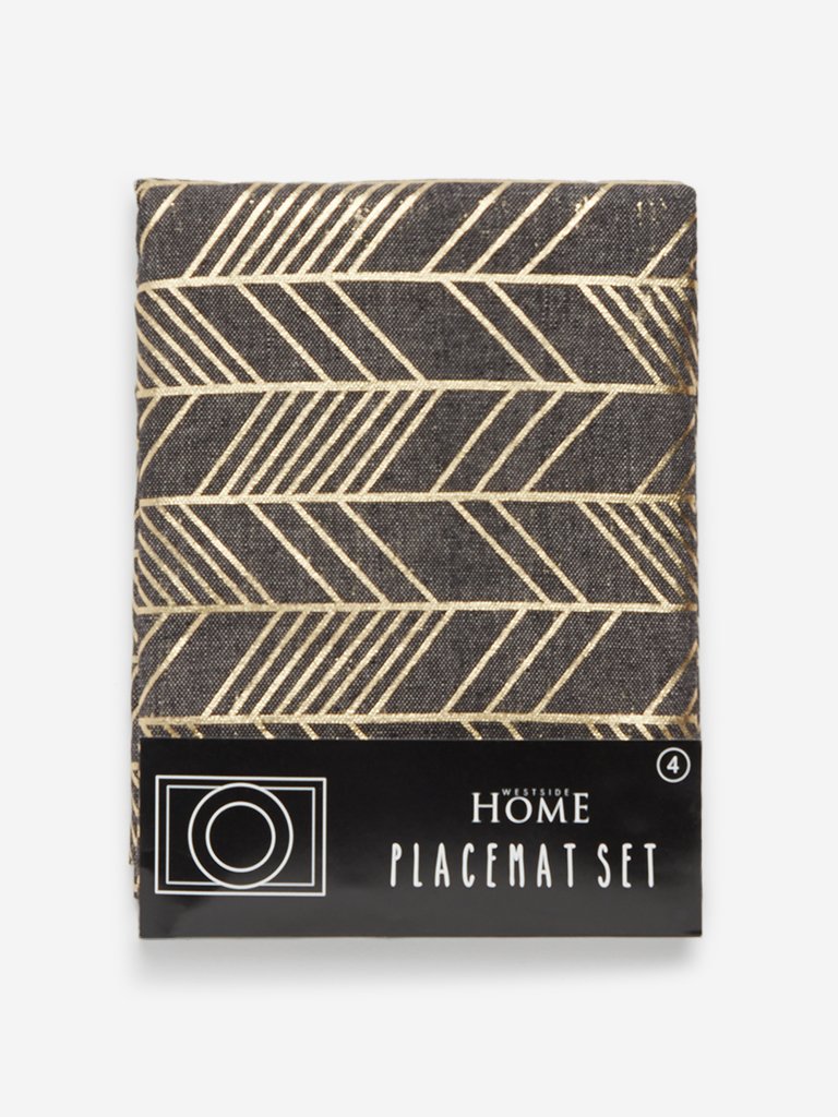Westside Home Charcoal Arrowhead Print Placemat Set Of Four