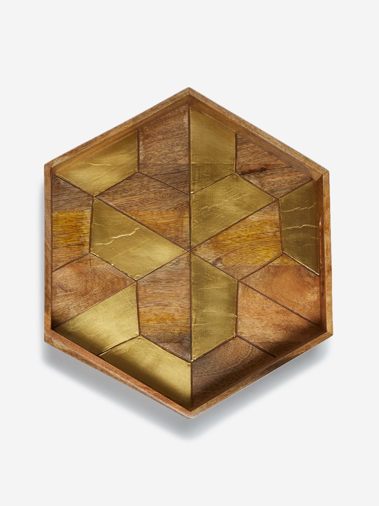 Westside Home Brown Hexagonal Tray