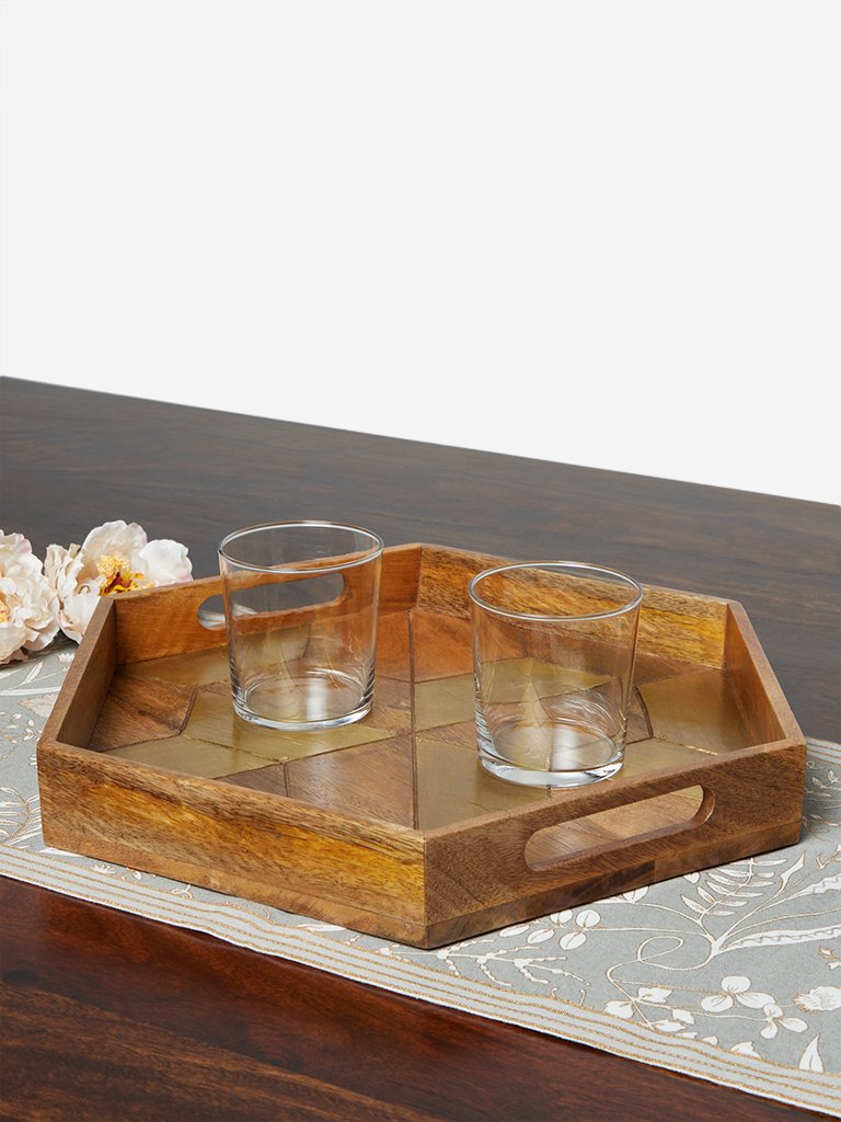 Westside Home Brown Hexagonal Tray