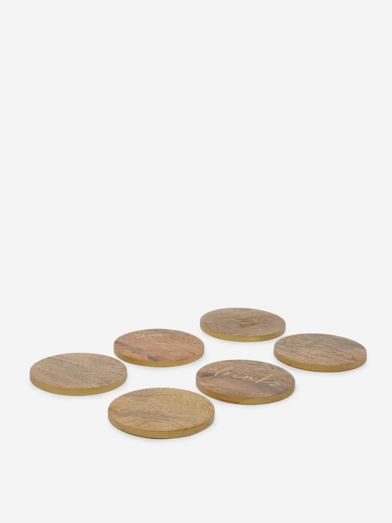 Westside Home Brown Wooden Coasters Set of Six