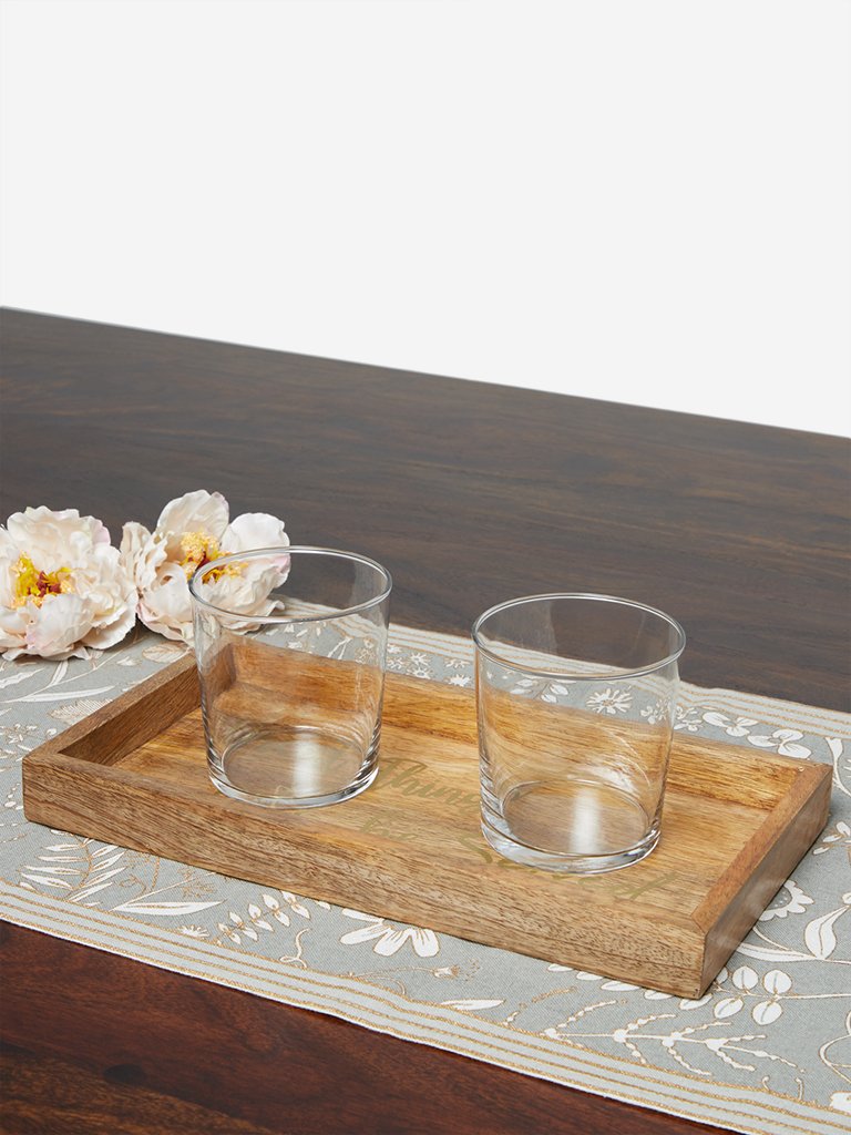 Westside Home Brown Text Printed Wooden Tray