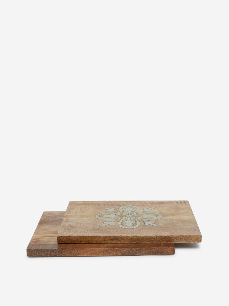 Westside Home Brown Placemats with Silver Inlay Set of Two