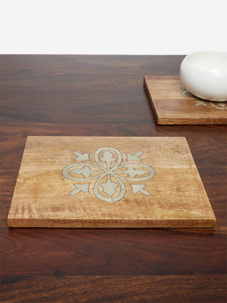 Westside Home Brown Placemats with Silver Inlay Set of Two