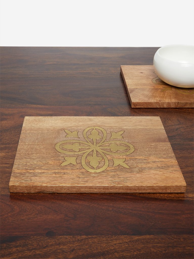 Westside Home Brown Placemats with Gold Inlay Set of Two