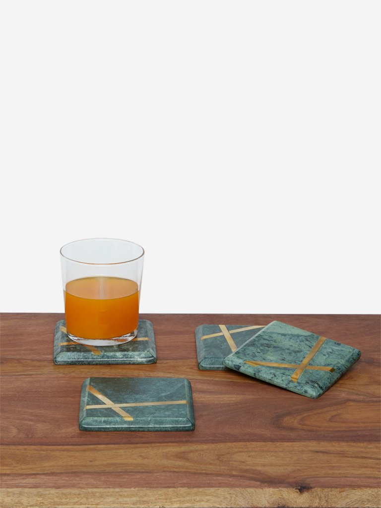 Westside Home Green Marble Coasters Set of Four
