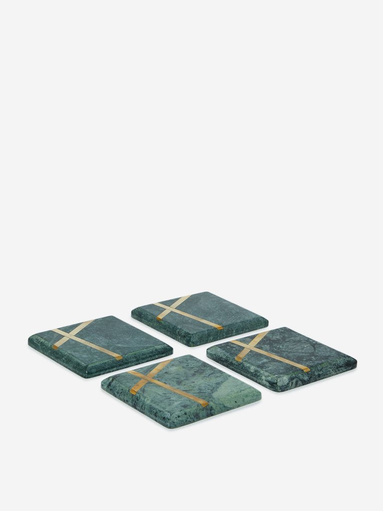 Westside Home Green Marble Coasters Set of Four