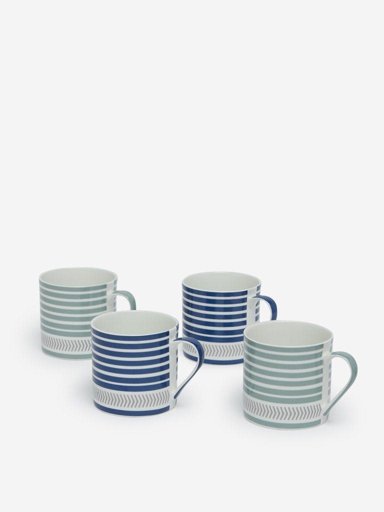 Westside Home Multicolour Striped Mugs Set Of Four