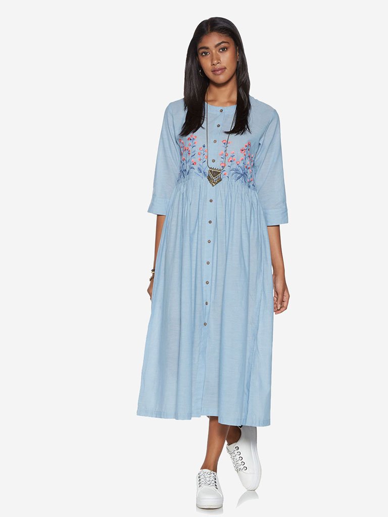 Bombay Paisley Blue Fit-And-Flare Dress