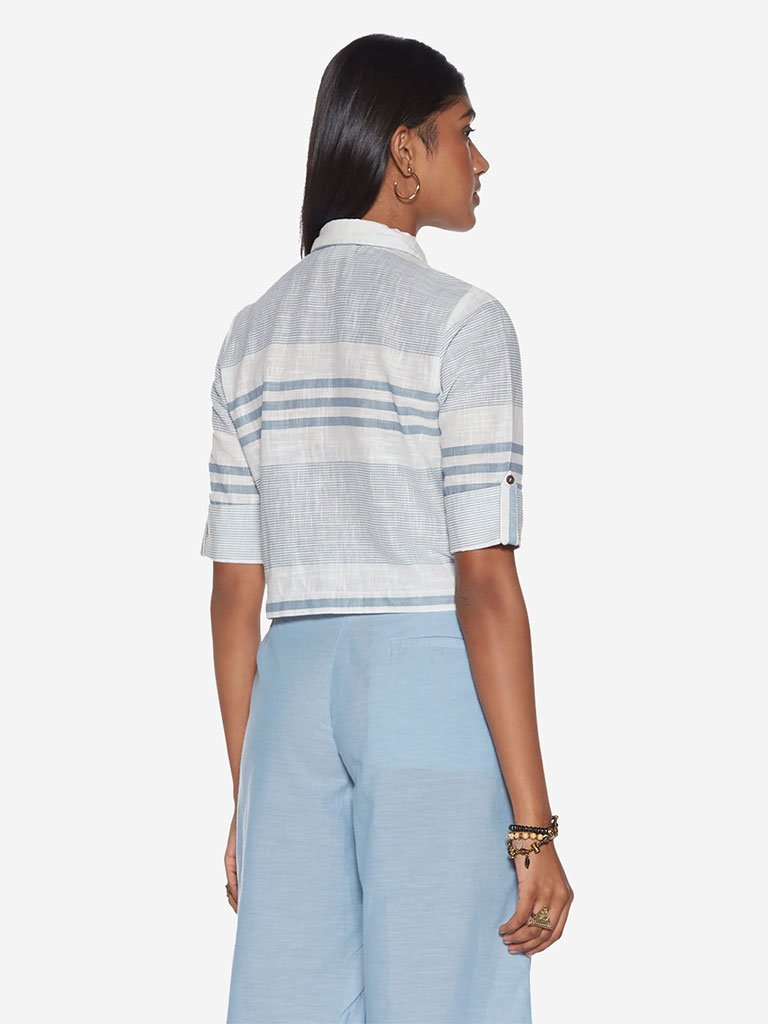 Bombay Paisley White Stripe And Floral Crop-Top