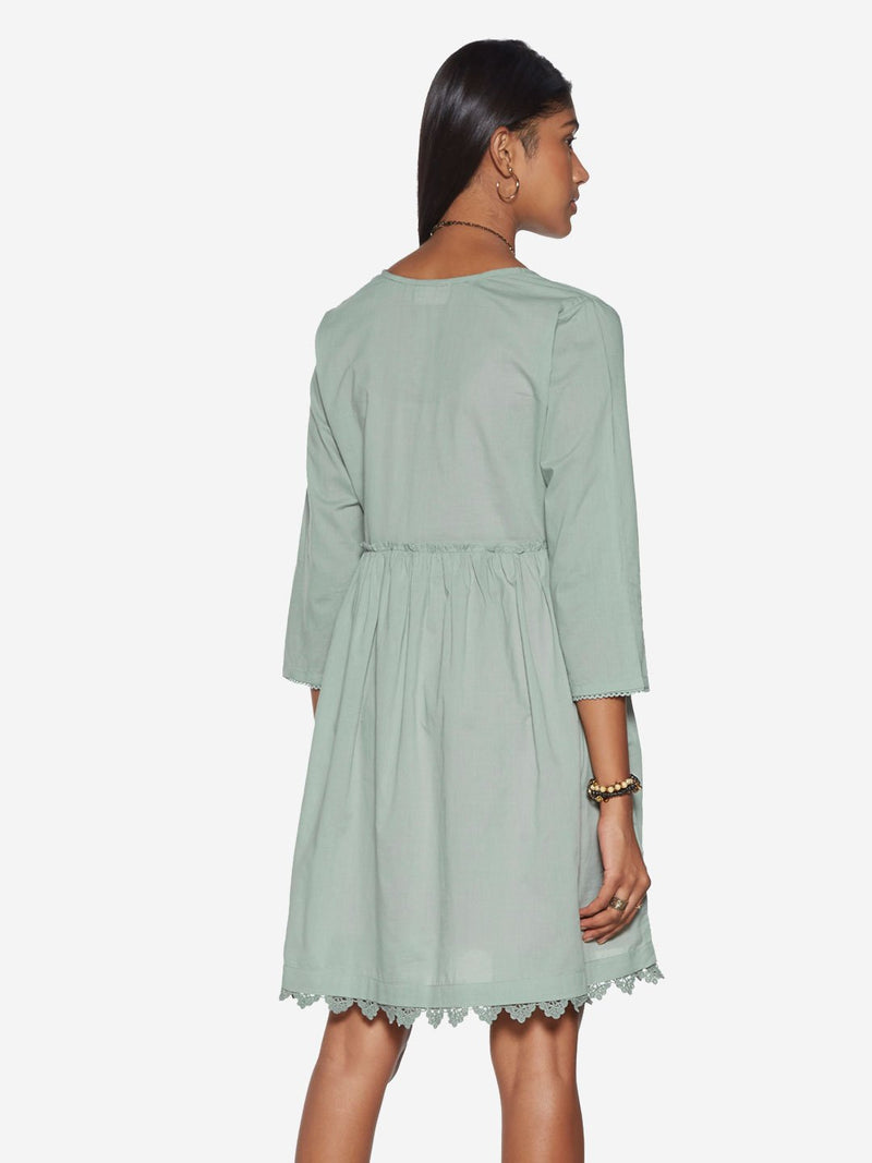 Bombay Paisley Sage-Green Fit-And-Flare Dress