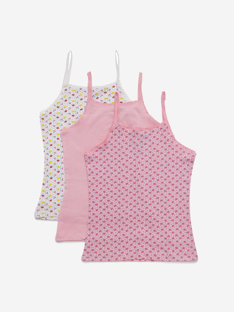 Y&F Kids Pink Printed Camisole Set Of Three