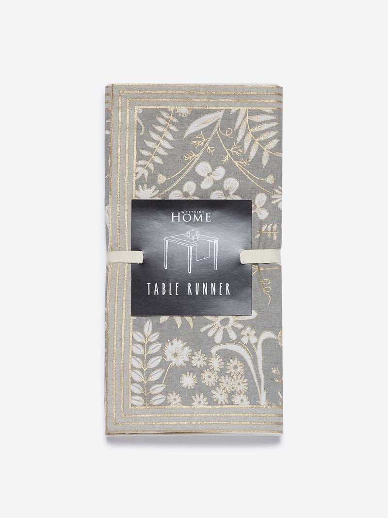 Westside Home Grey Floral Patterned Table Runner