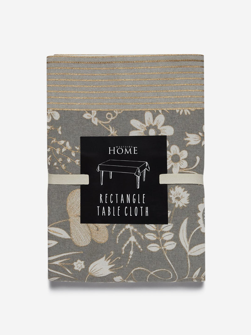 Westside Home Grey Printed Rectangular Table Cloth
