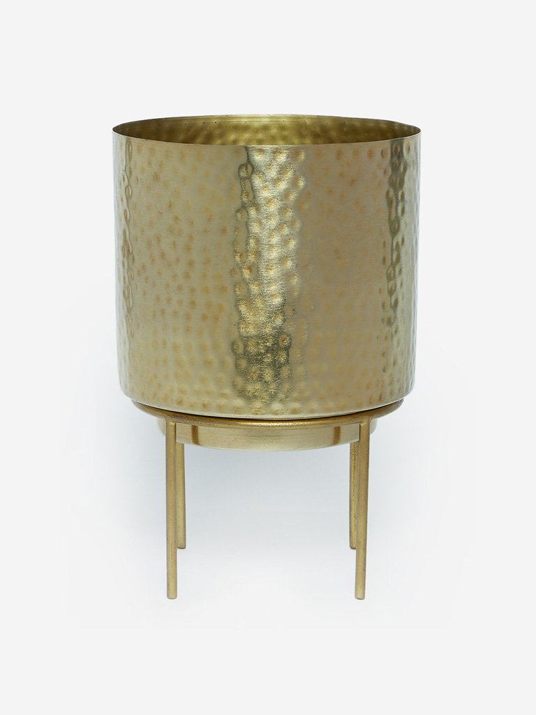 Westside Home Gold Textured Planter with Stand