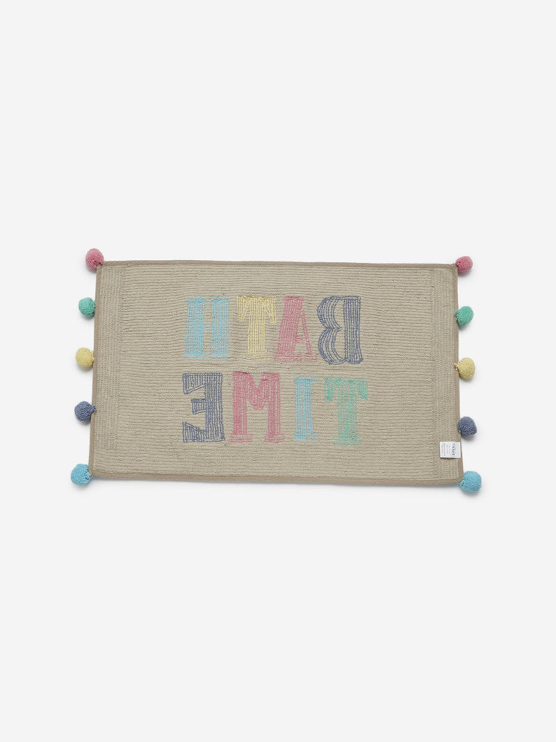 Westside Home Taupe Text Patterned Bath Mat