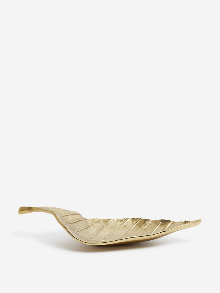 Westside Home Gold Brass Leaf Platter