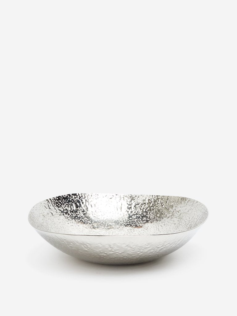 Westside Home Silver Large Textured Circular Platter