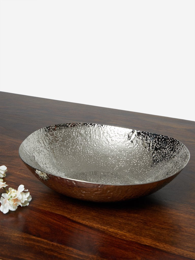 Westside Home Silver Large Textured Circular Platter