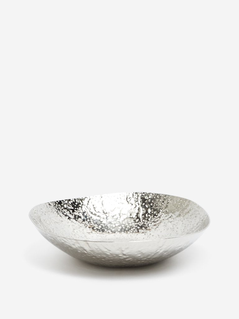 Westside Home Silver Textured Circular Platter