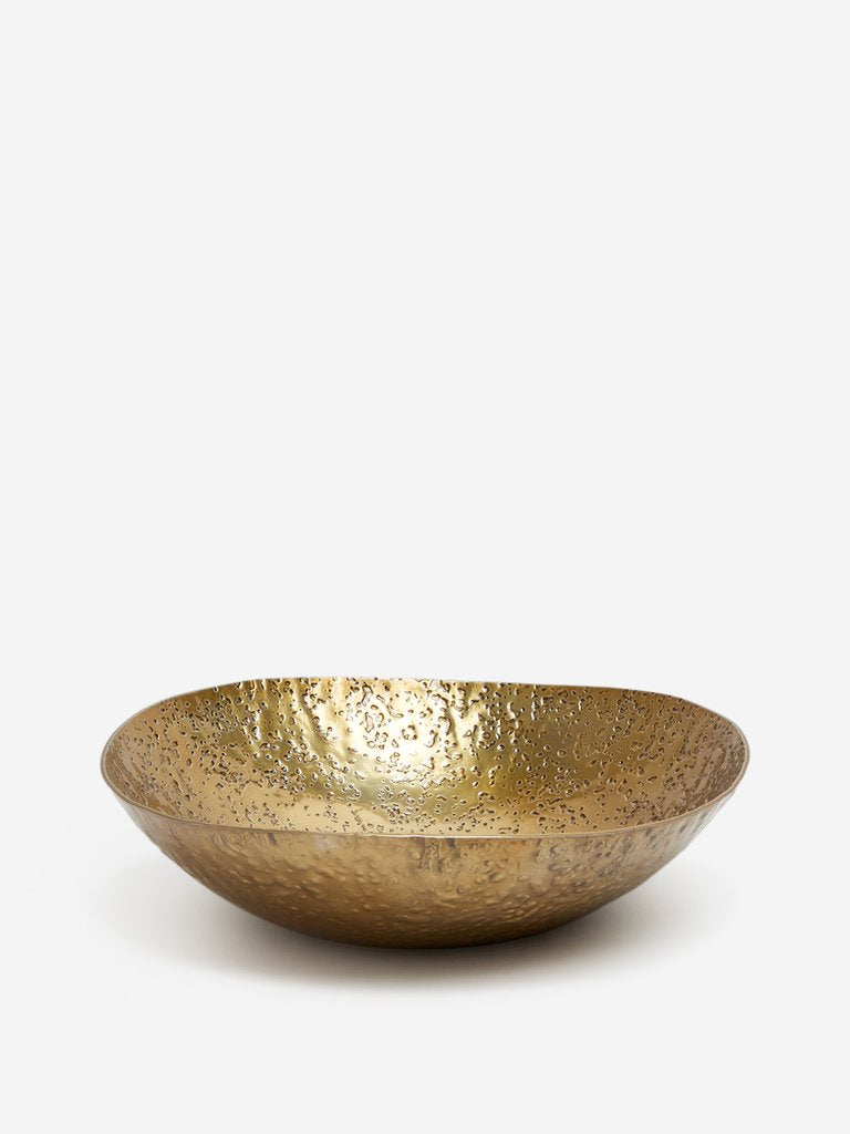 Westside Home Brass Textured Circular Platter