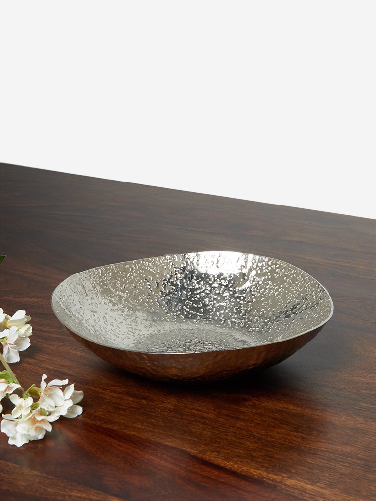 Westside Home Silver Textured Circular Platter